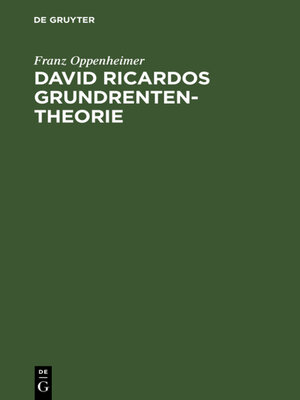cover image of David Ricardos Grundrententheorie